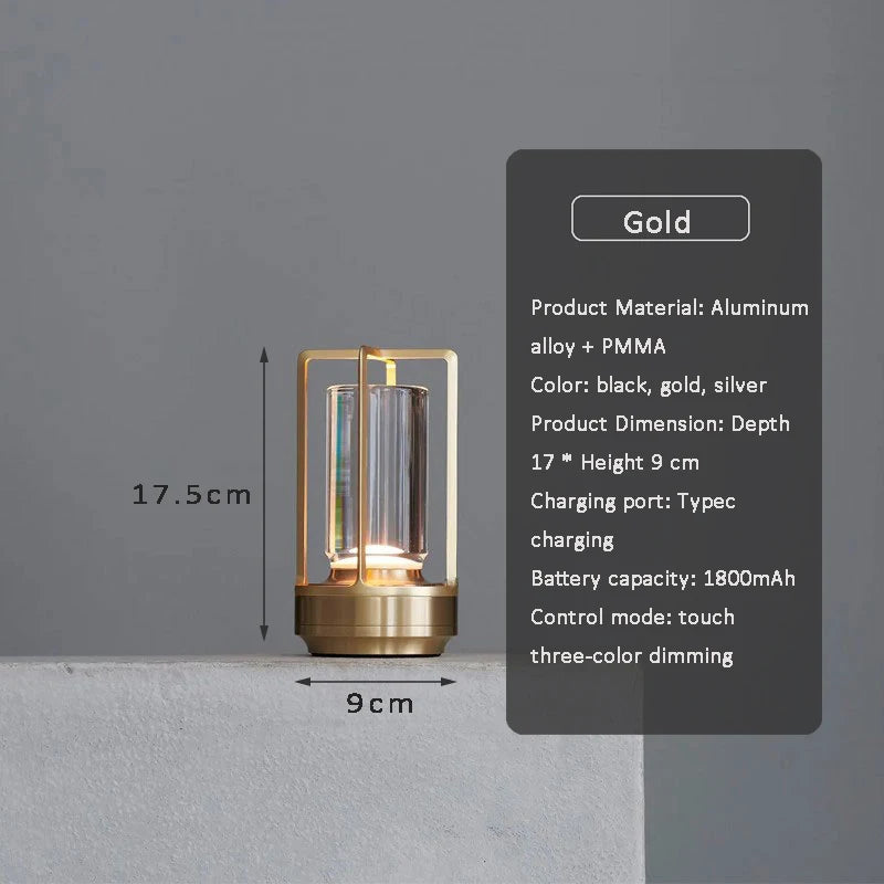 Elegant Aluminum Alloy Crystal LED Touch Table Lamp - Perfect for Restaurants, Camping, and Home Decor
