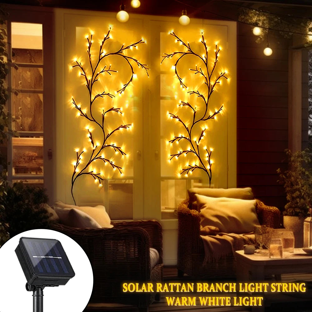 Illuminate Your Space with the 72LED/96LED Tree Branch Lamp - USB & Solar Powered DIY Festive Vine Light for Stunning Home Decoration