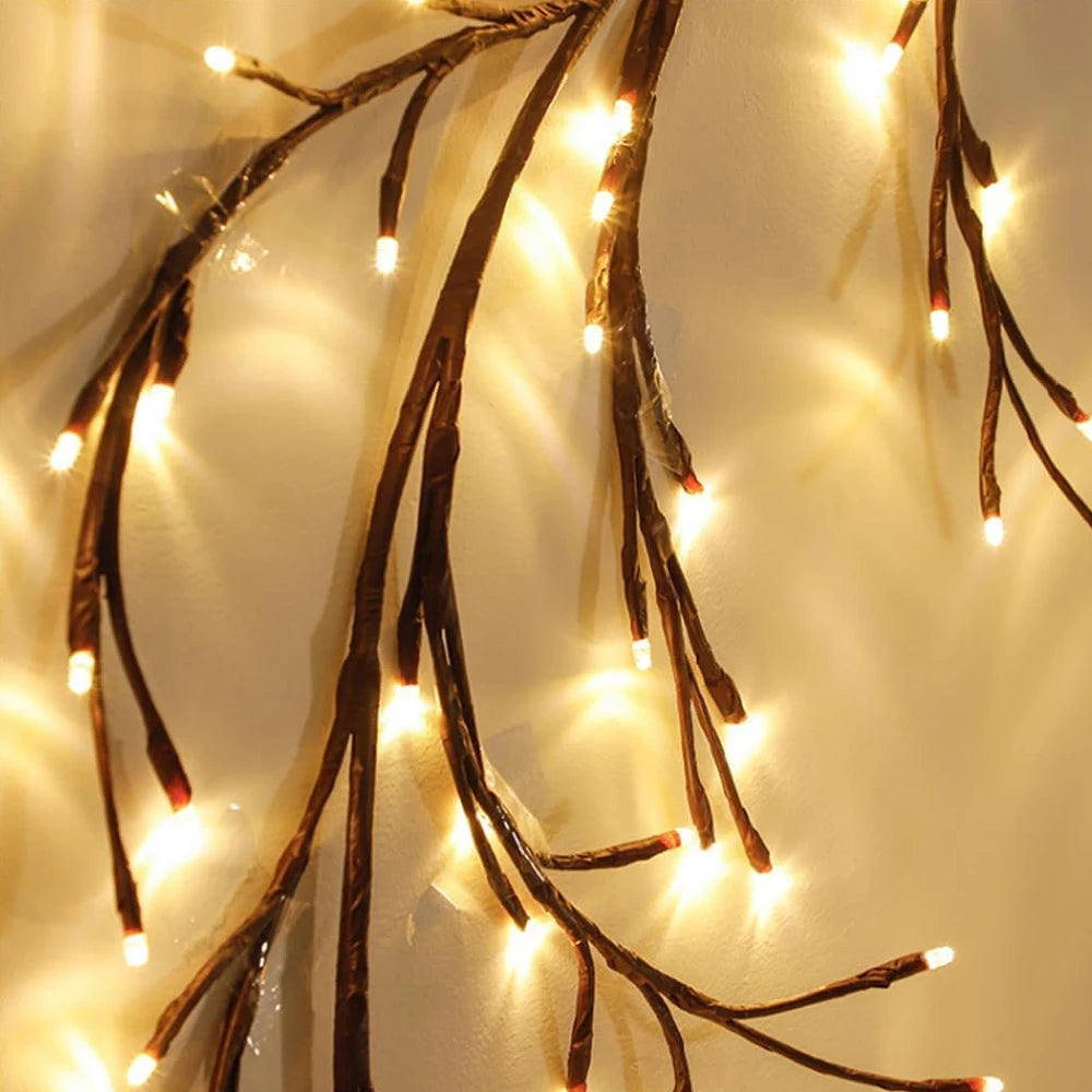 Illuminate Your Space with the 72LED/96LED Tree Branch Lamp - USB & Solar Powered DIY Festive Vine Light for Stunning Home Decoration