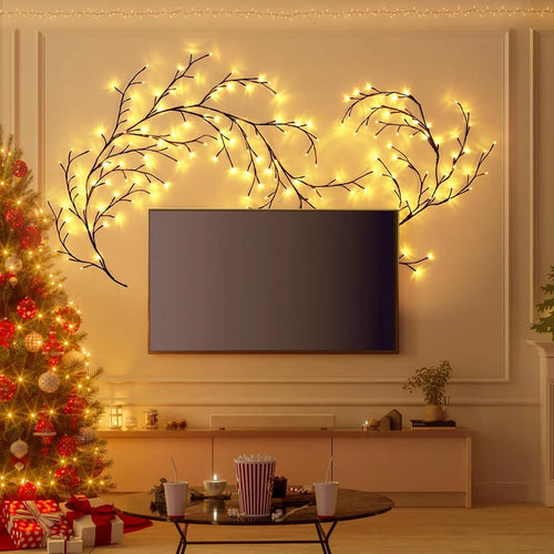 Illuminate Your Space with the 72LED/96LED Tree Branch Lamp - USB & Solar Powered DIY Festive Vine Light for Stunning Home Decoration