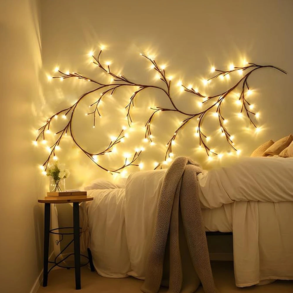 Illuminate Your Space with the 72LED/96LED Tree Branch Lamp - USB & Solar Powered DIY Festive Vine Light for Stunning Home Decoration