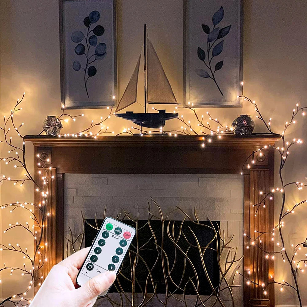 Illuminate Your Space with the 72LED/96LED Tree Branch Lamp - USB & Solar Powered DIY Festive Vine Light for Stunning Home Decoration